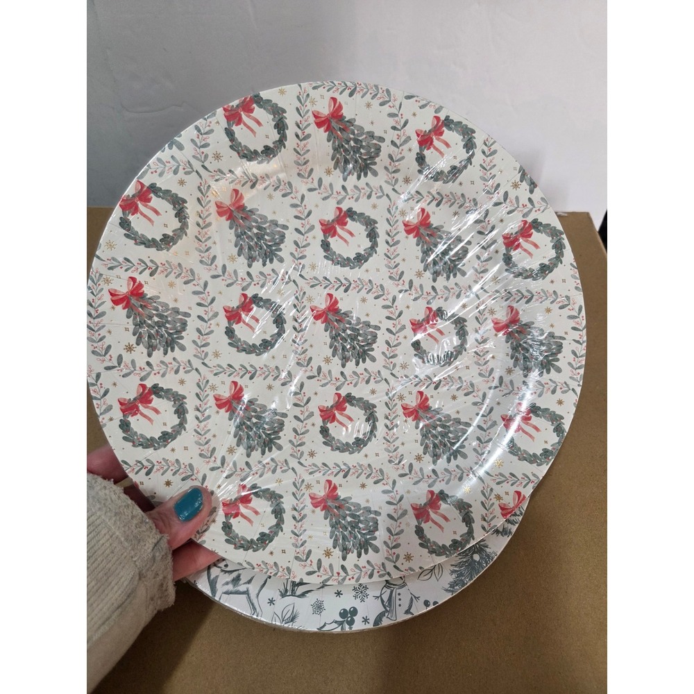 Peppermint & Pine Christmas Paper Dinner Plates 10 Inch 24 Count Holiday Set